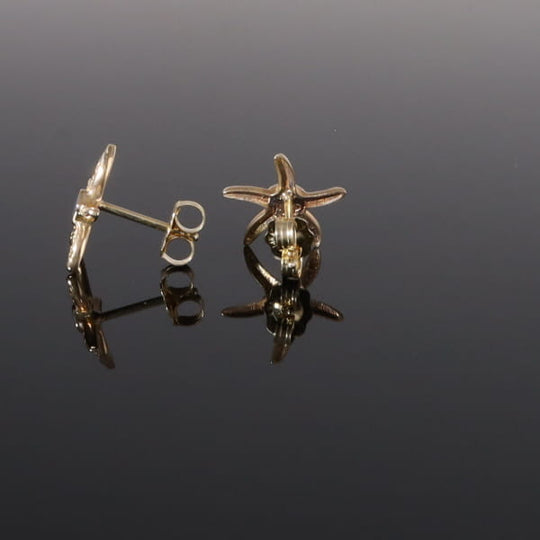 Opal Earrings Inlaid Realistic Star Fish Design Studs