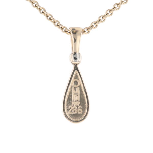 Gold Quartz Pendant Tear Drop Inlaid Design with .02ct Diamond