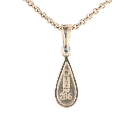 Gold Quartz Pendant Tear Drop Inlaid Design with .02ct Diamond