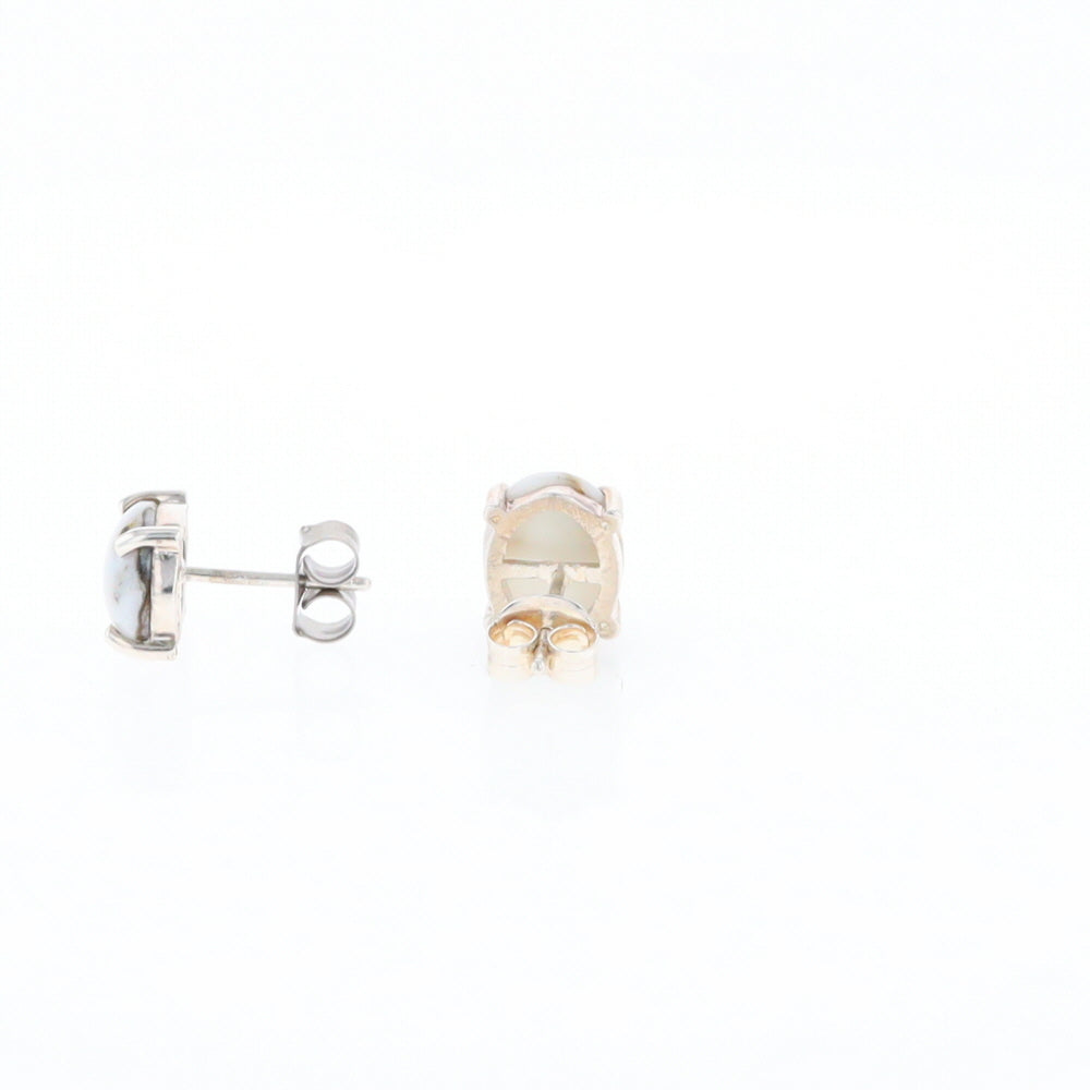 Gold Quartz Cabochon Stud Earrings