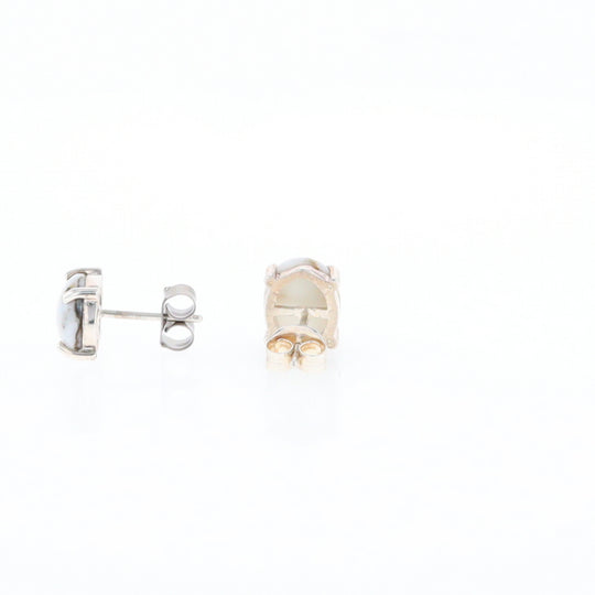 Gold Quartz Cabochon Stud Earrings