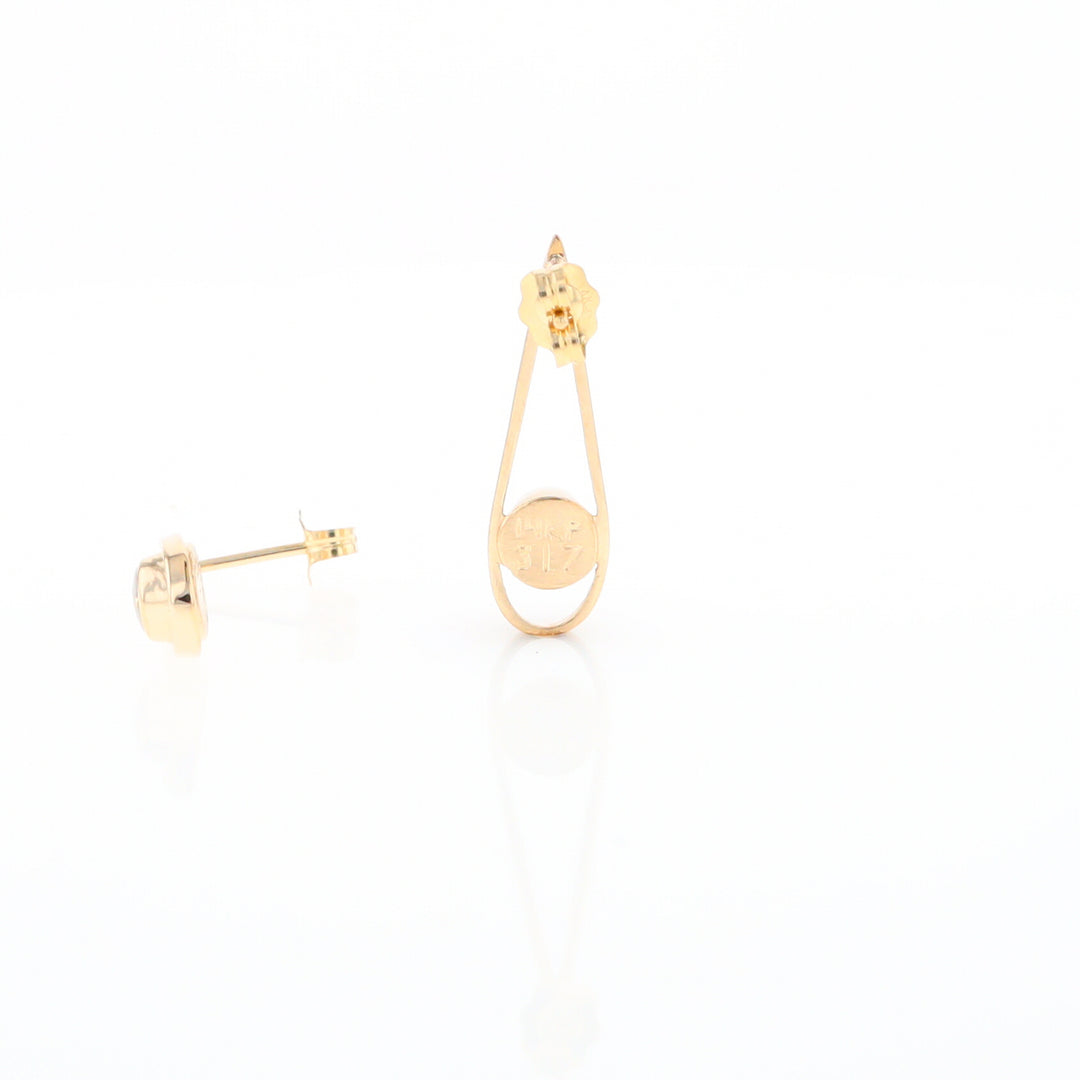 Gold Quartz Round Inlaid Teardrop Earrings - G2