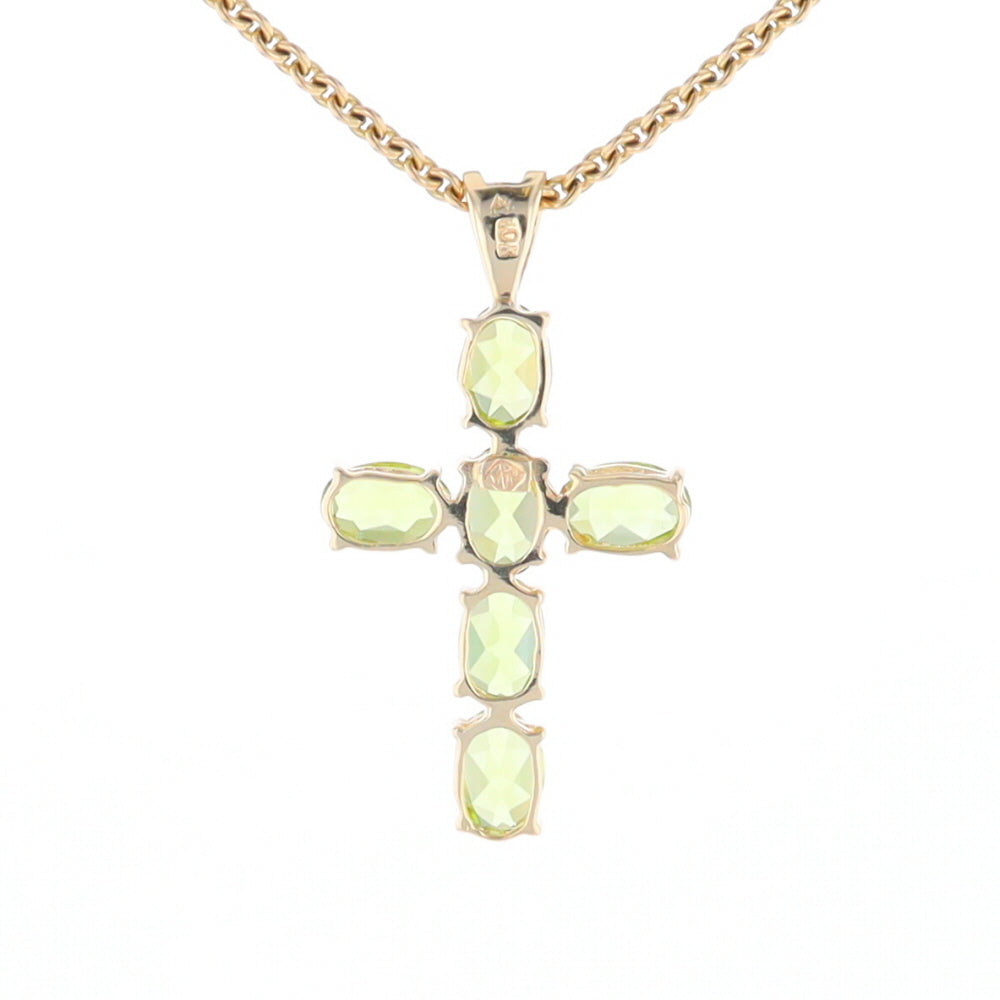 Oval Peridot Cross Pendant