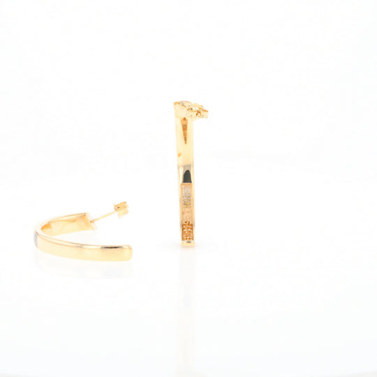 Gold Quartz Hoop Earrings 3 Section Inlaid Design G2