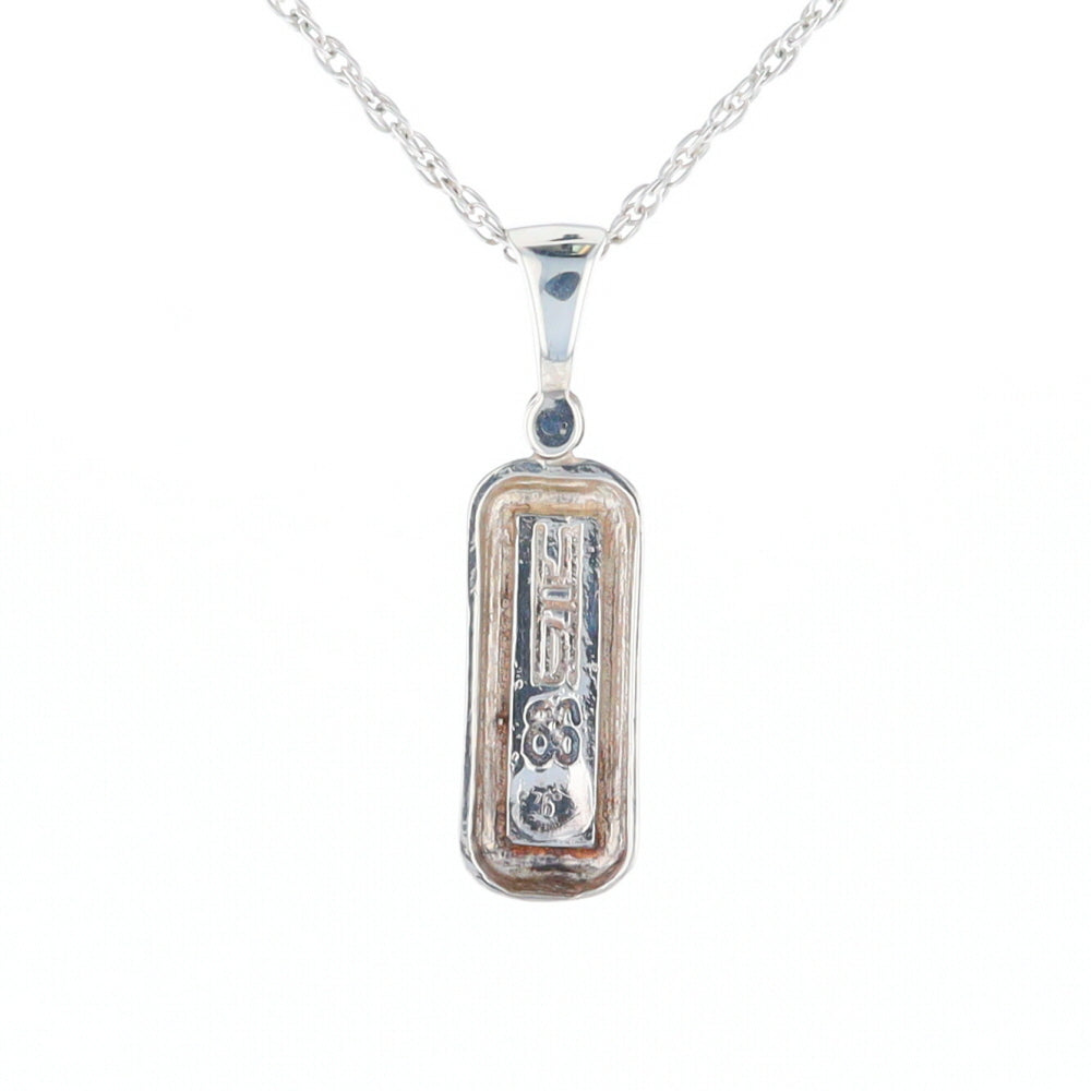 Sterling Silver Gold Quartz Invlaid Rectangle Bar Pendant - G3