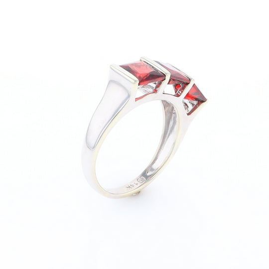 Three Square Garnet Ring