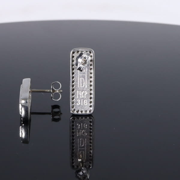 Opal Earrings Rectangle Inlaid with .50ctw Round Diamond Halo Studs