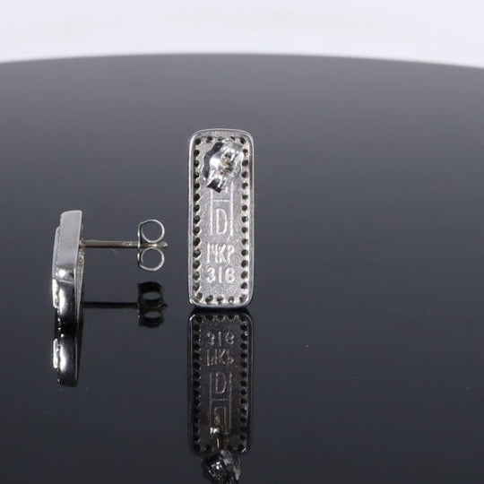 Opal Earrings Rectangle Inlaid with .50ctw Round Diamond Halo Studs