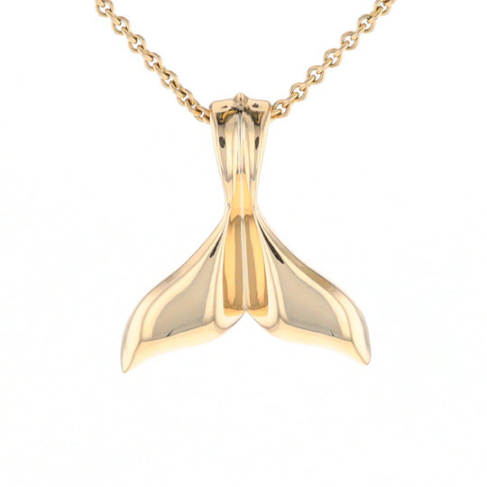 Whale Tail Natural Gold Quartz and Nuggets Inlaid Pendant