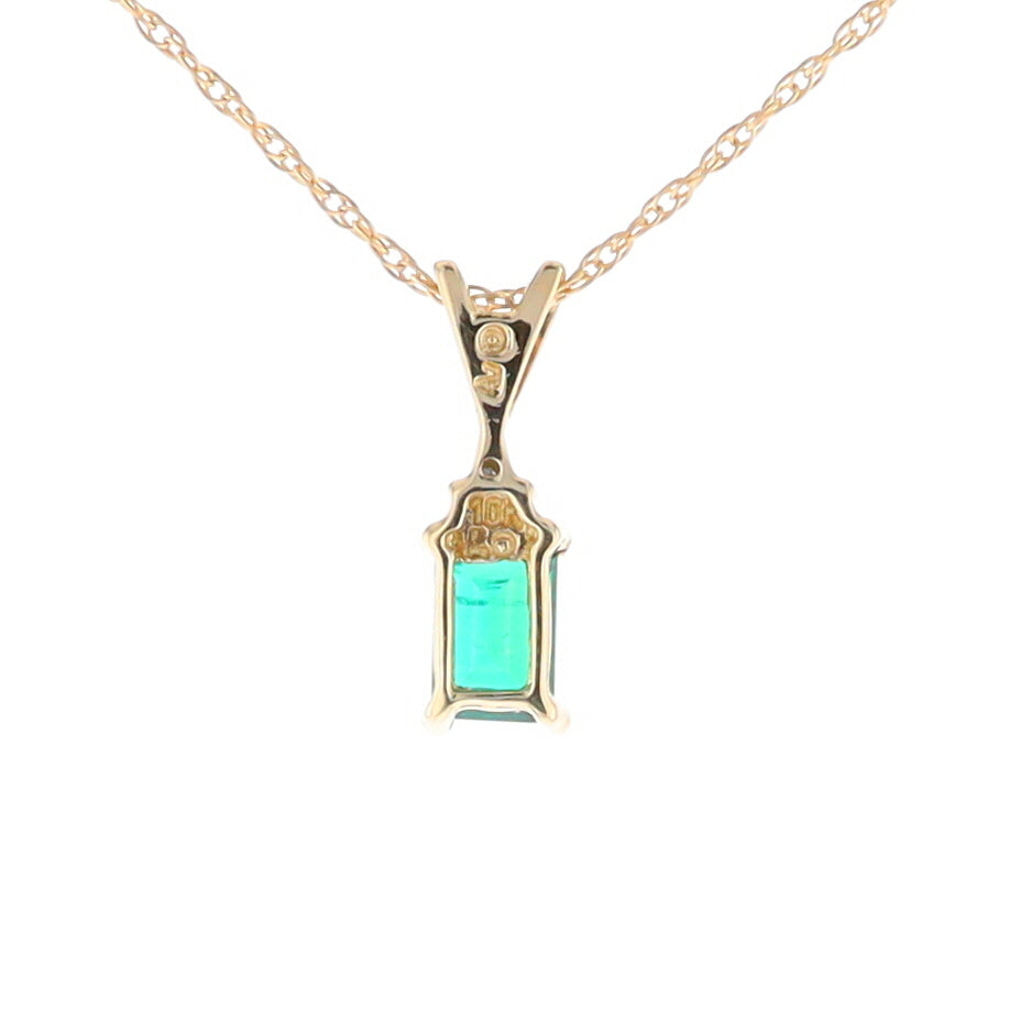 Synthetic Emerald Pendant with Diamond Accents