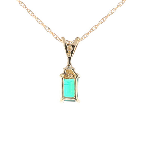 Synthetic Emerald Pendant with Diamond Accents