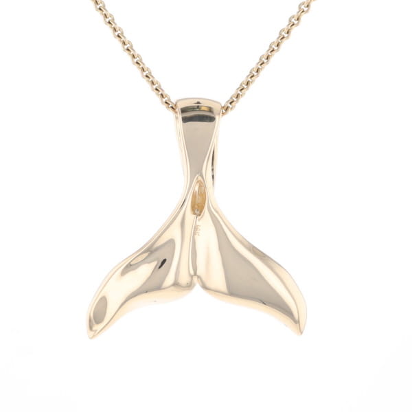 Whale Tail Natural Gold Quartz Single Side Inlaid Pendant