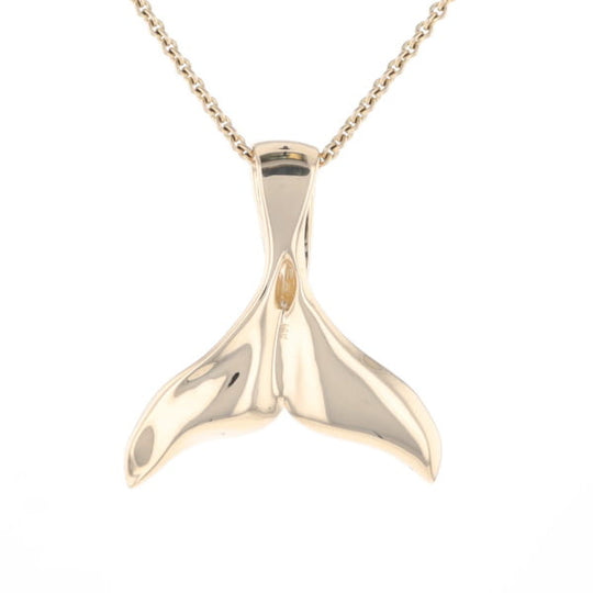Whale Tail Natural Gold Quartz Single Side Inlaid Pendant