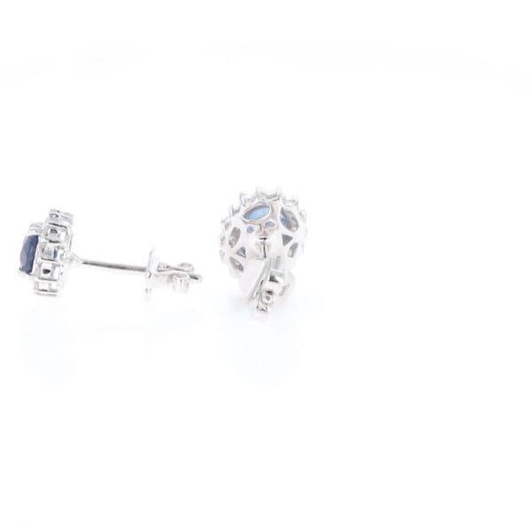 Oval Blue Sapphire Earrings With Halo