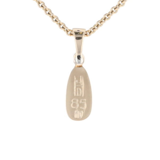 Gold Quartz Necklace Pear Shape Inlaid Pendant with .02ct Diamond