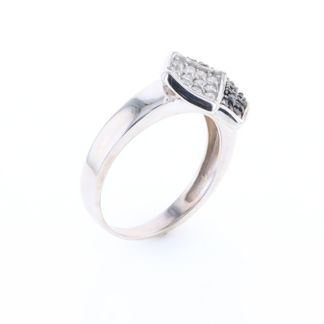 Double Pavé Black and White Diamond Ring