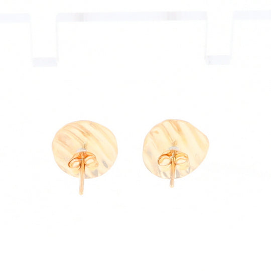 Gold Scorred Disc Stud Earrings