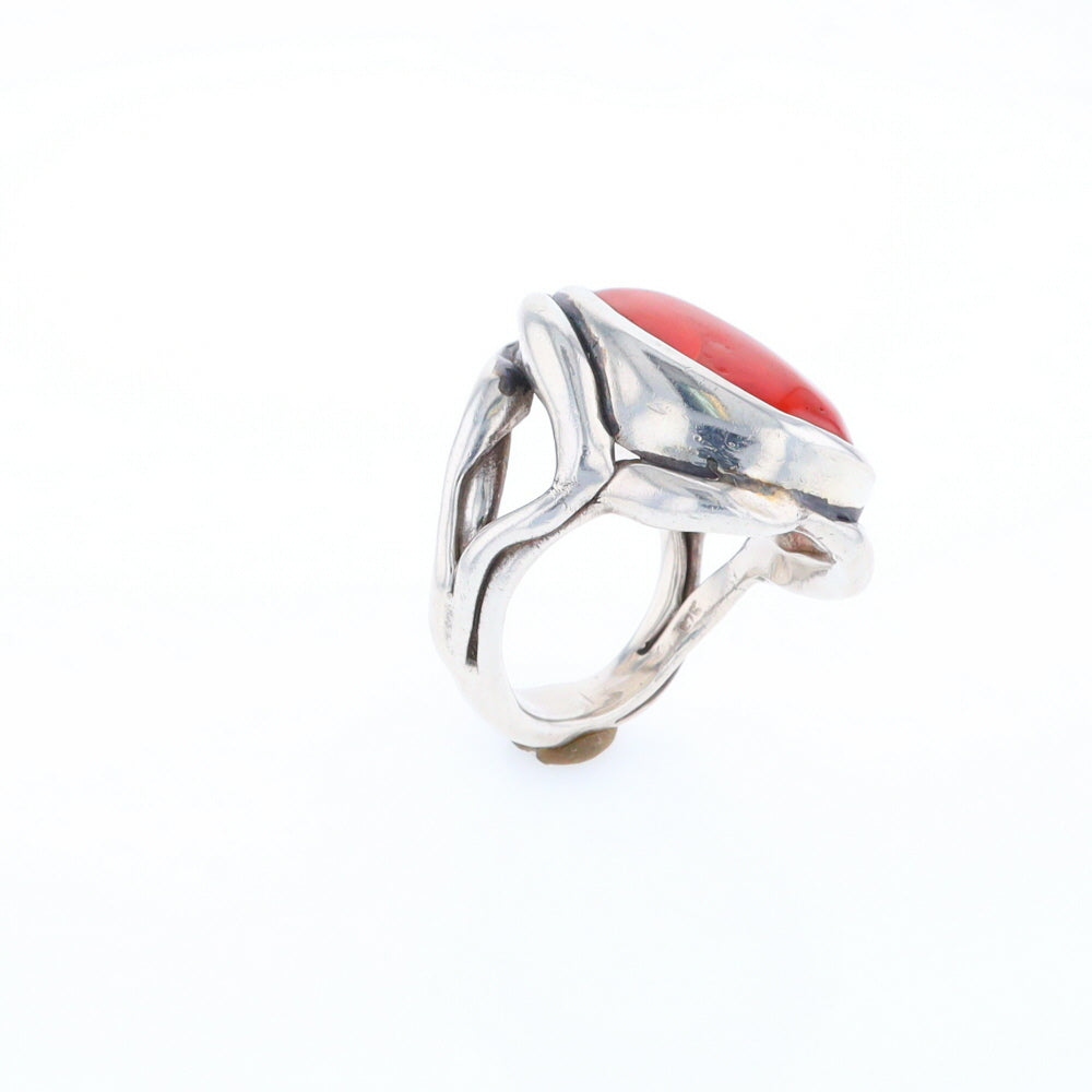 Native Oval Coral Free Form Ring