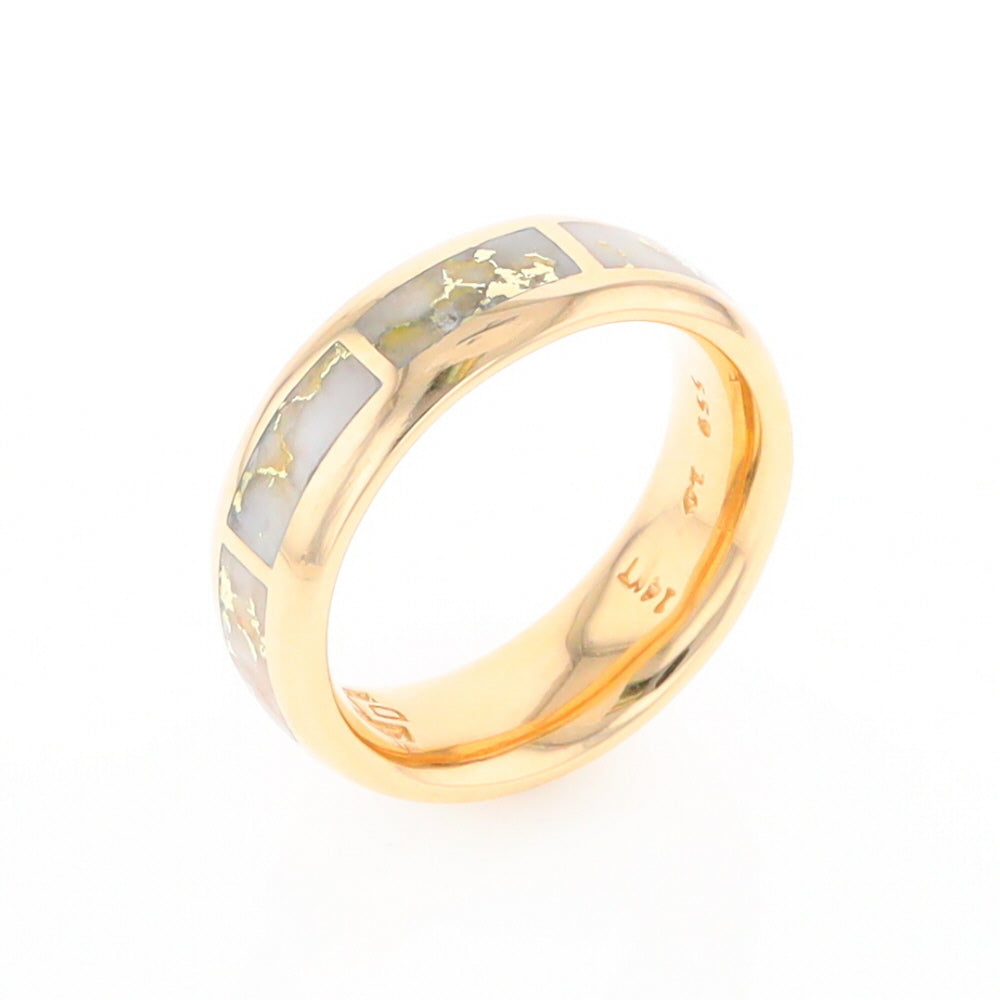 Gold Quartz Ring 8 Rectangle Section Inlaid Eternity Band