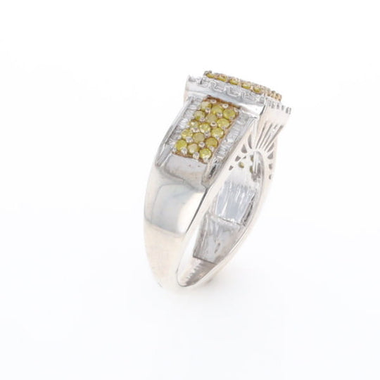 Yellow and White Diamond Filigree Design Ring