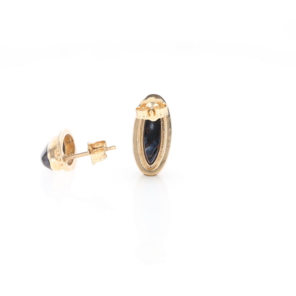 Natural pietersite oval inlaid milgrain earrings