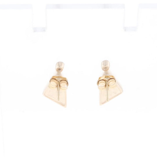 Gold Quartz Earrings Triangle Shape Inlaid with .04ct Round Diamonds - G2