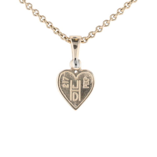 Gold Quartz Necklace Heart Inlaid Design Pendant with .02ct Diamond