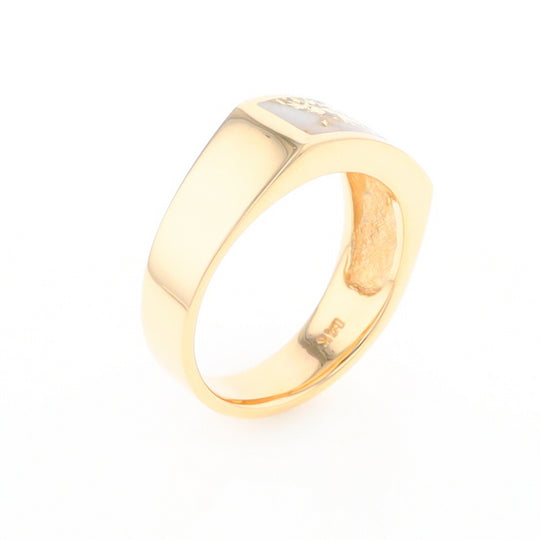 Gold Quartz Ring Rectangle Inlaid Design