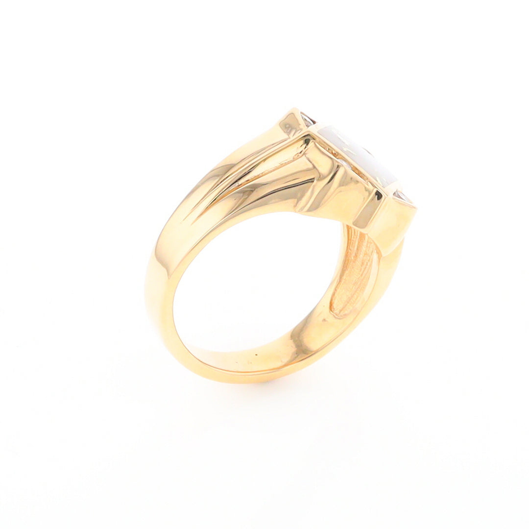 Gold Quartz Mens Ring with Diamond Accents