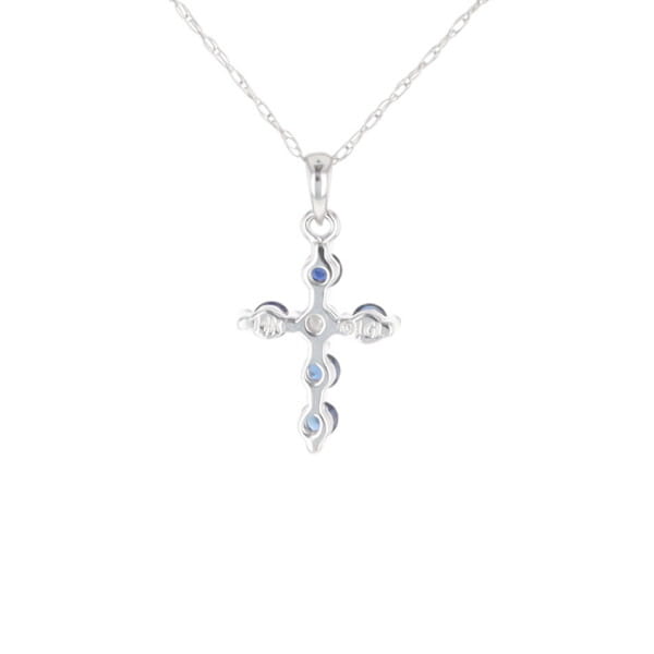 Small Blue Sapphire Cross Pendant