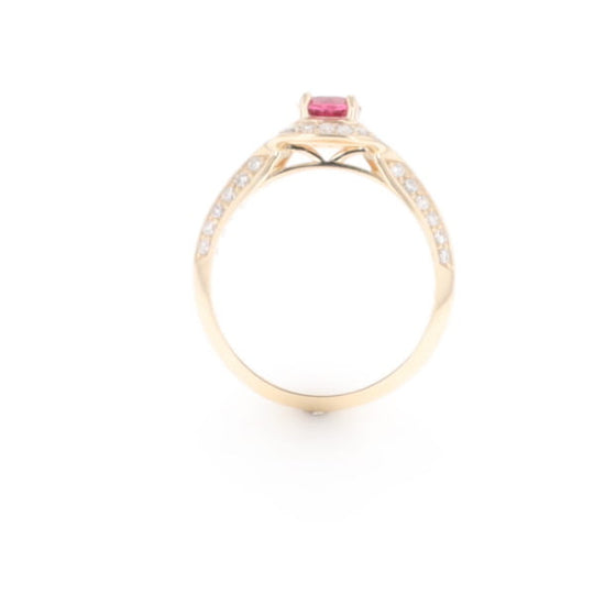 Peaked Halo Pink Tourmaline & Diamond Engagement Ring
