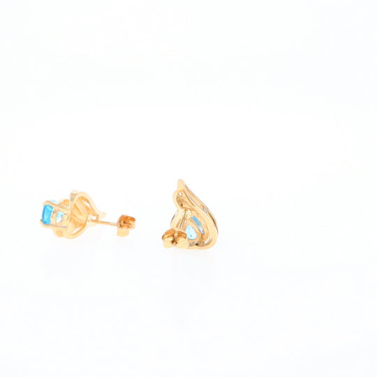 Blue Topaz Swirl Pear Stud Earrings