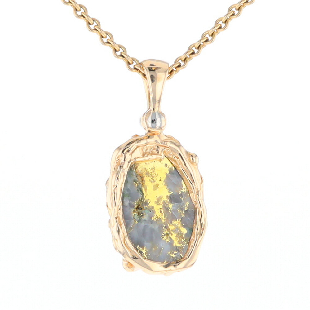 Serpentine & Gold Quartz Freeform Pendant