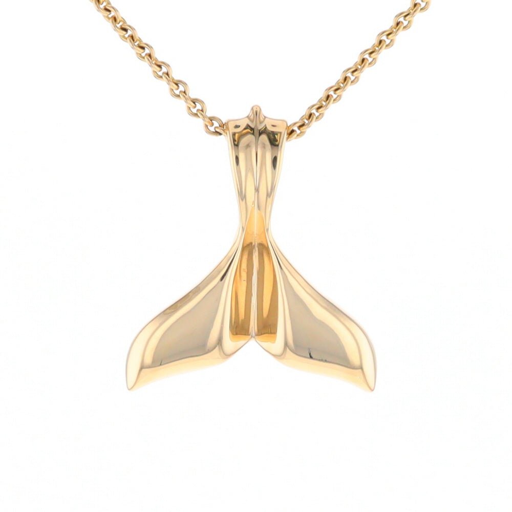 Whale Tail Necklaces Gold Quartz Double Sided Inlaid Sea Life Pendant