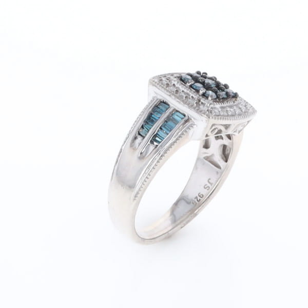 Square Blue & White Diamond Ring