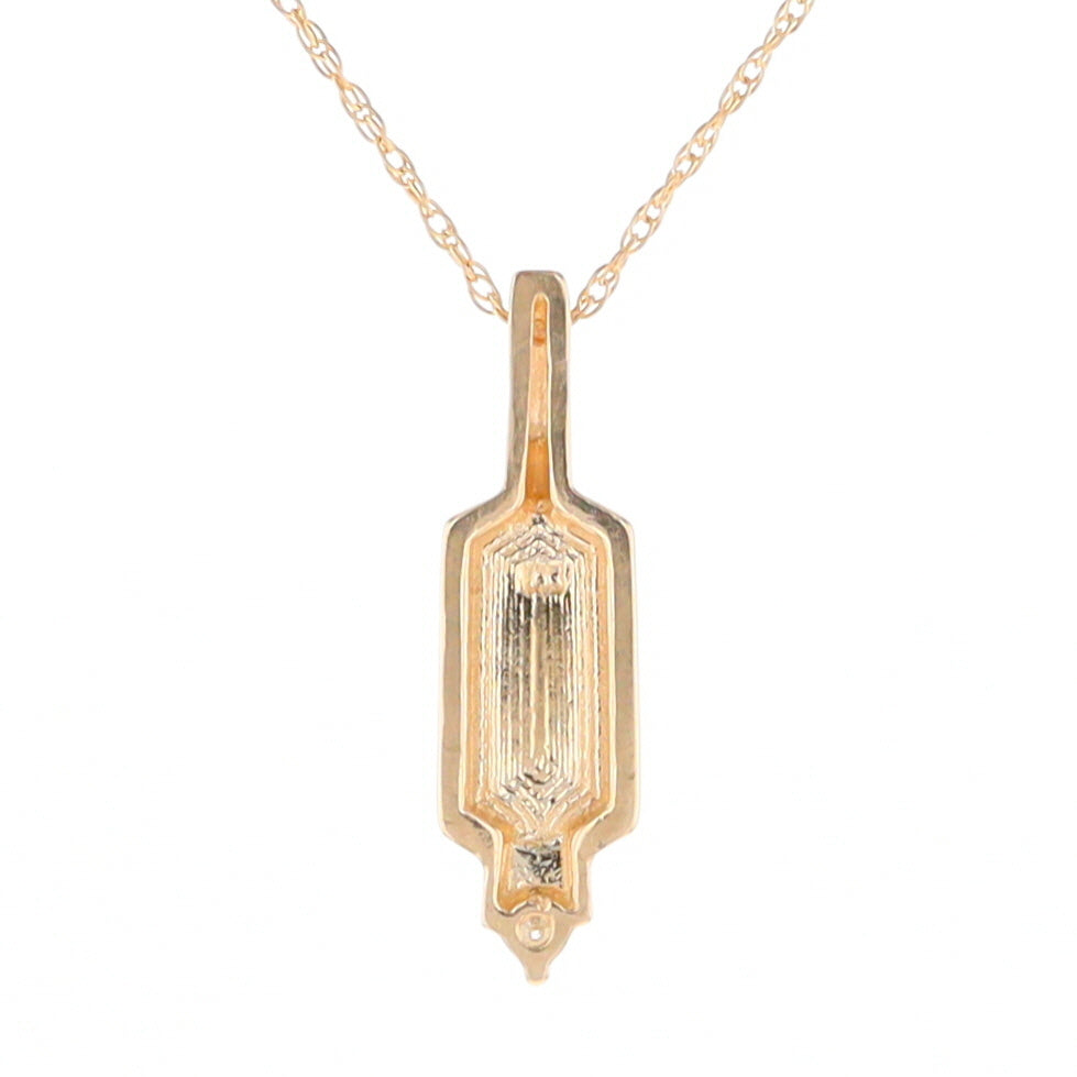 Gold Quartz Pendant with 0.04ctw Diamond Accent