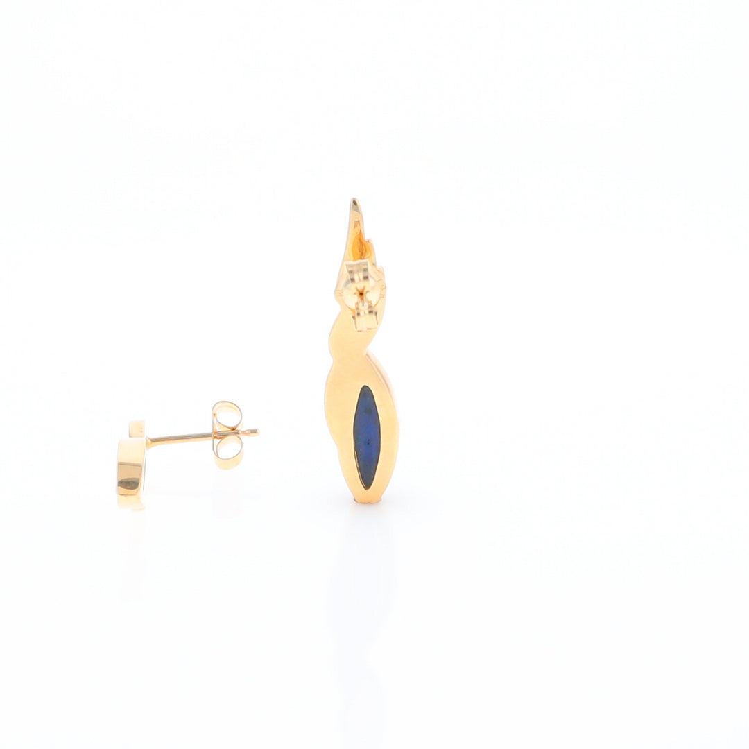 Marquise Lapis Swirl Design Inlaid Earrings