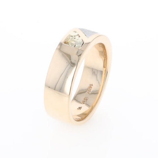 Meteorite Ring, Center Inlaid & Natural Nugget Sides