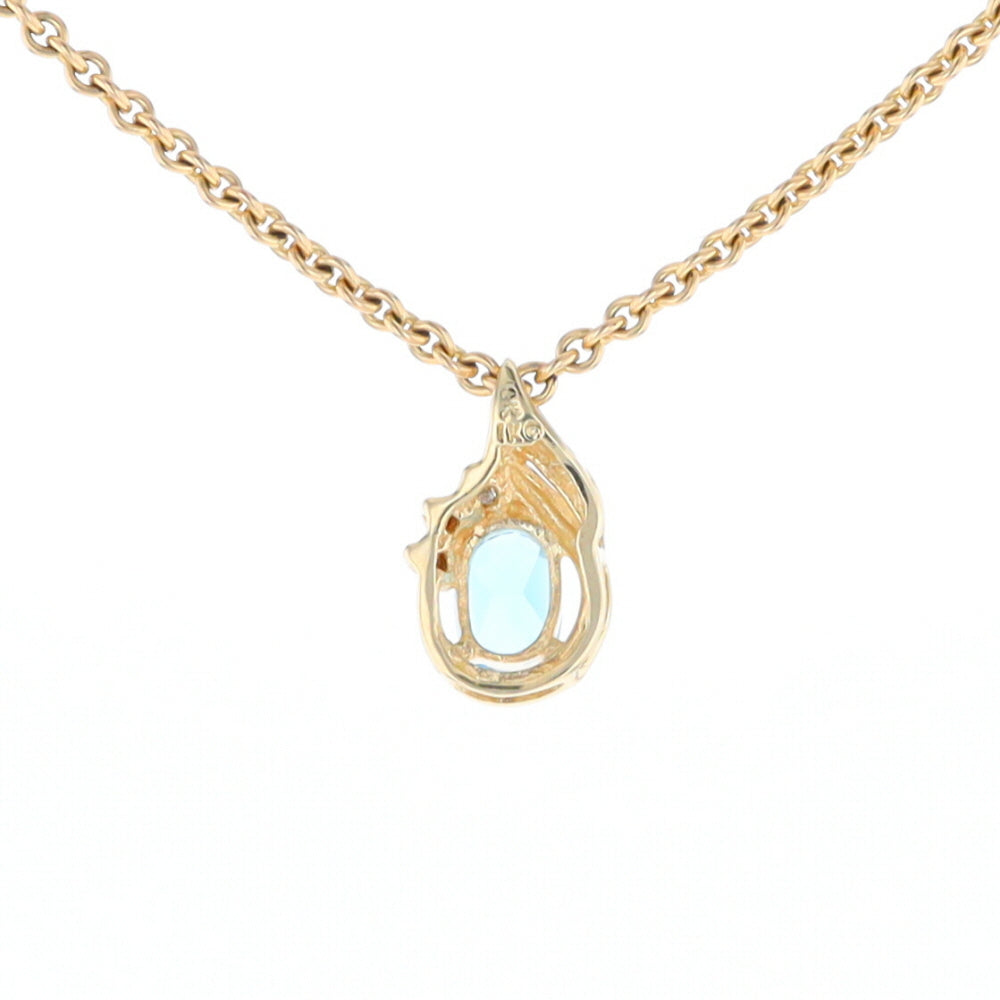 Pear Blue Topaz Diamond Pendant