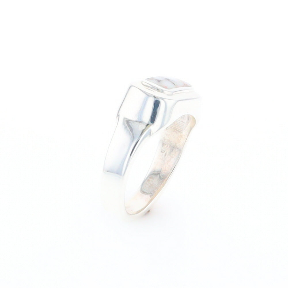 Sterling Silver Gold Quartz Inlaid Rectangular Ring - G3