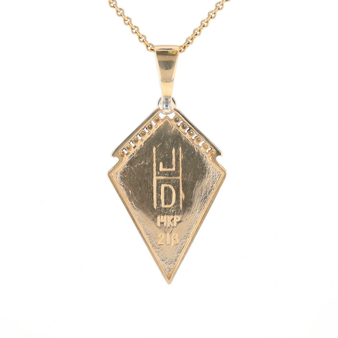 Gold Quartz Kite Shape Inlaid Pendant with .27ctw Diamonds