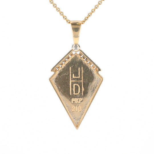 Gold Quartz Kite Shape Inlaid Pendant with .27ctw Diamonds