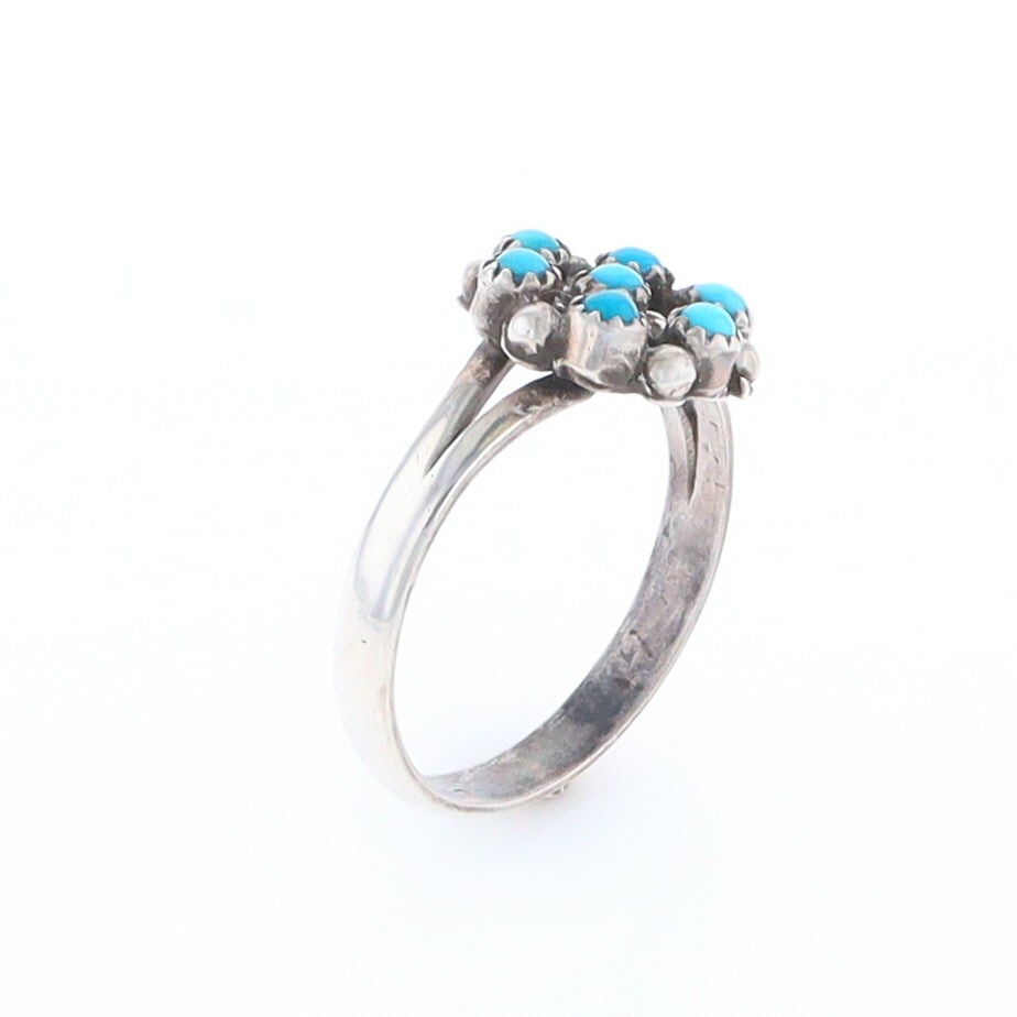 Round Turquoise Cluster Ring