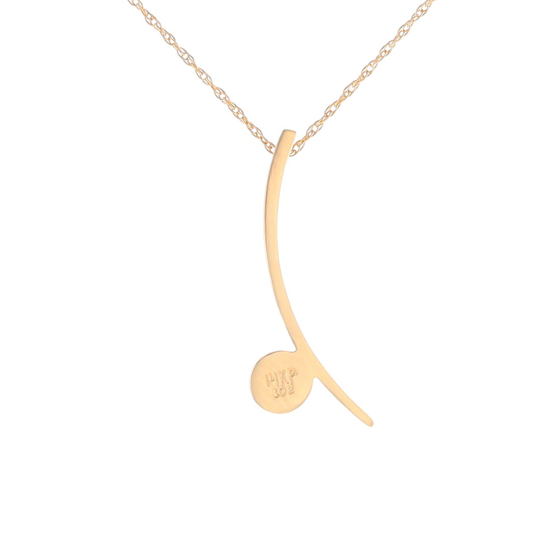 Gold Quartz Necklace Round Inlay Curved Bar Design Pendant