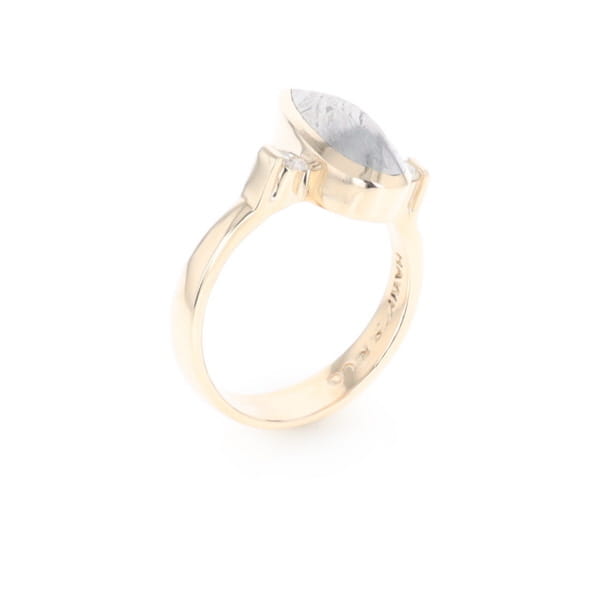 Meteorite Pear Shape Inlay Ring