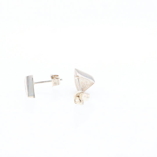 Sterling Silver Gold Quartz Inlaid Triangle Stud Earrings - G3