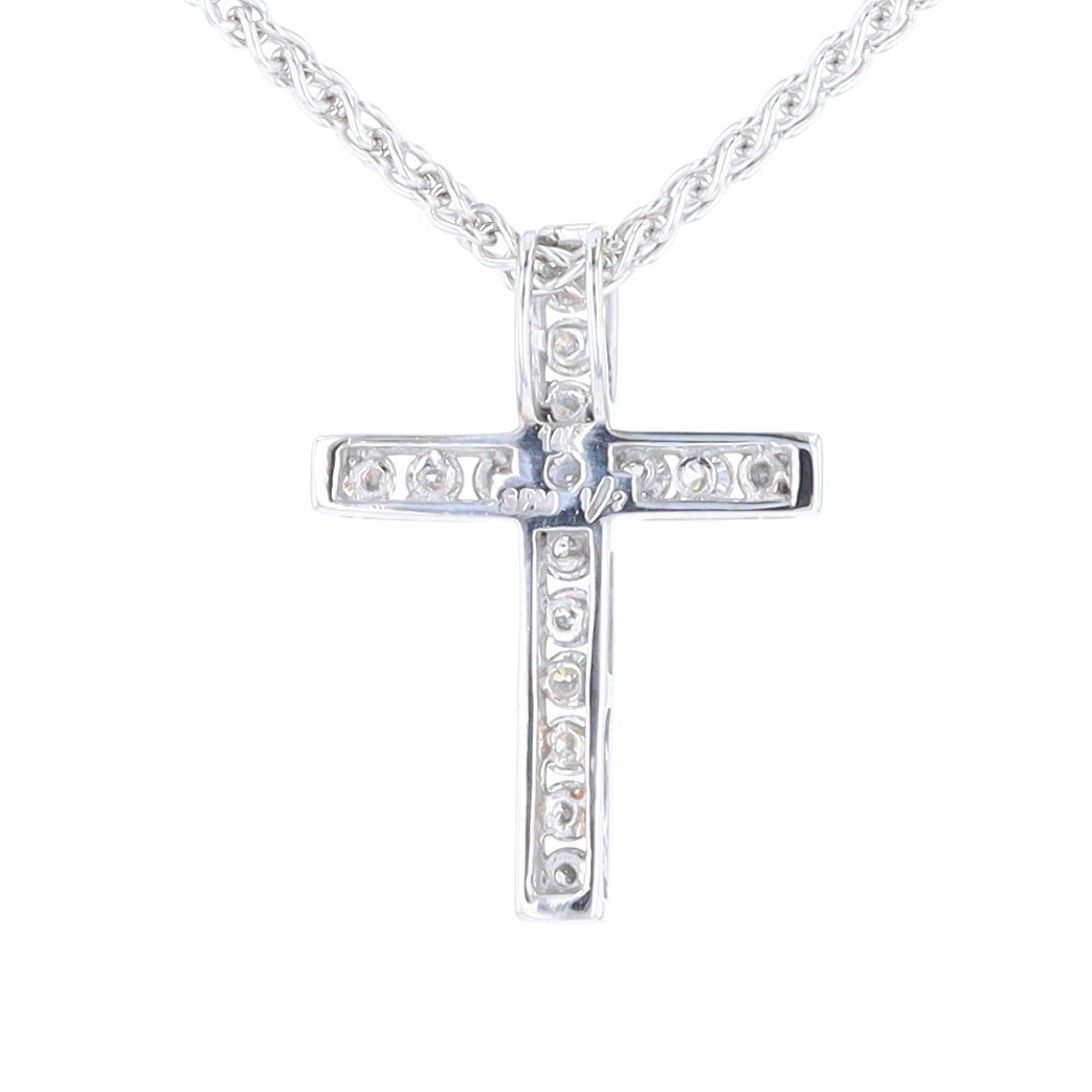 Channel Set Diamond Cross Pendant