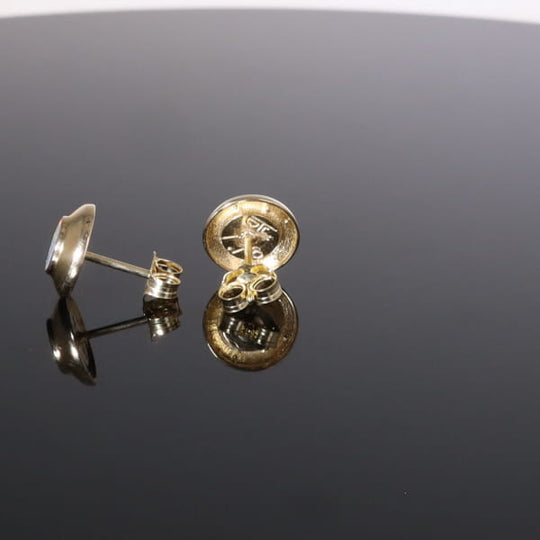 Opal Earrings Round Inlaid Design Studs