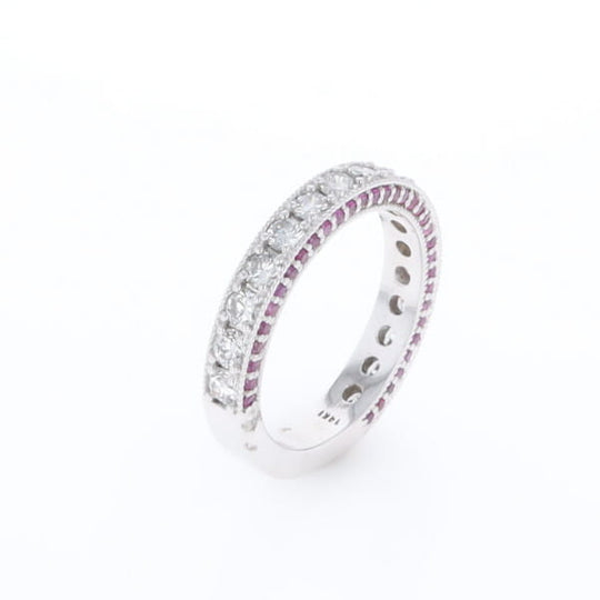Diamond and Pink Sapphire Wedding Band