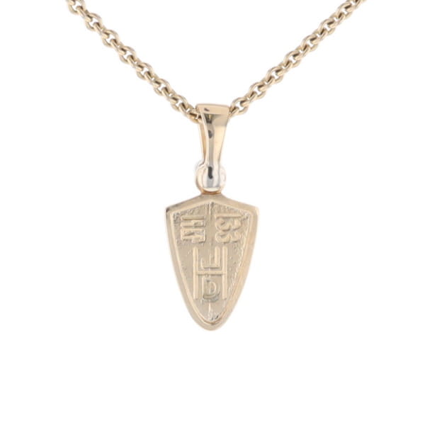 Gold Quartz Pendant Shield Shape Inlaid Pendant with .02ct Diamond